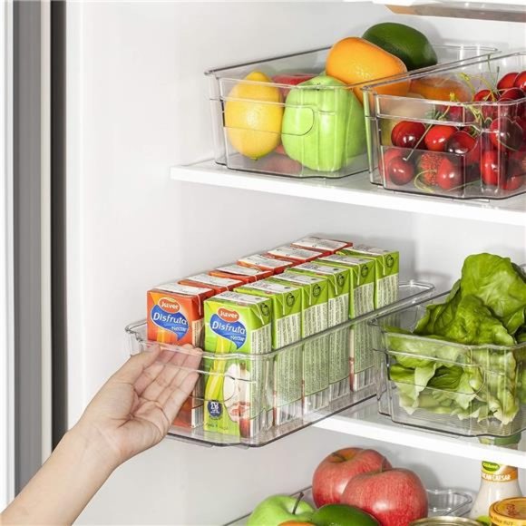 Refrigerator Organizer Bins -8pcs Clear Plastic Bins For Fridge, Freezer,Kitchen - Picture 3 of 6